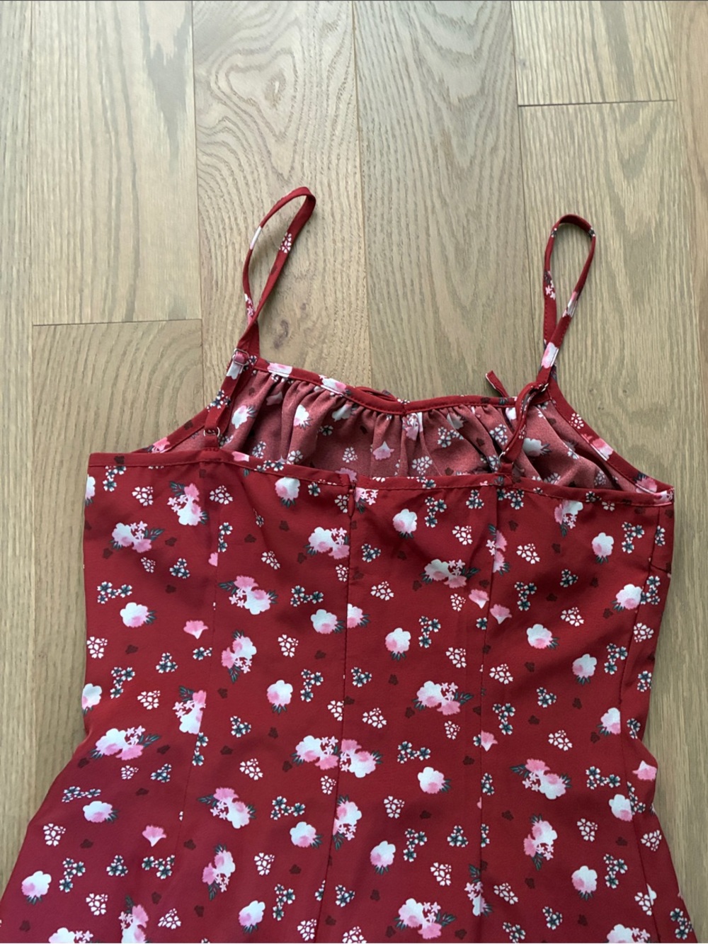 SHEIN Burgundy Floral Spaghetti Strap Sundress - Picture 3 of 5